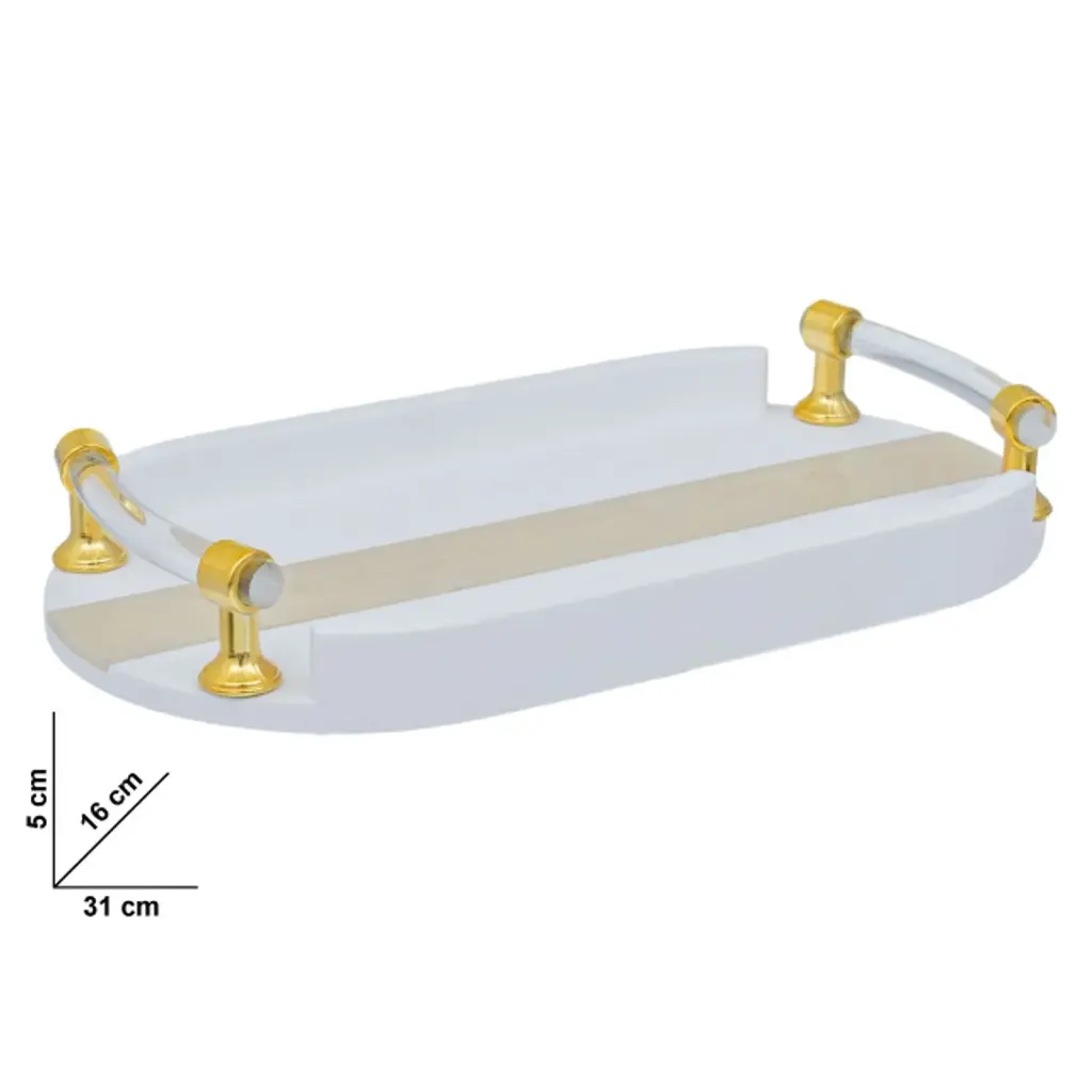 BANDEJA DECORATIVA BLANCA REF:HM0896 (31X16CM)