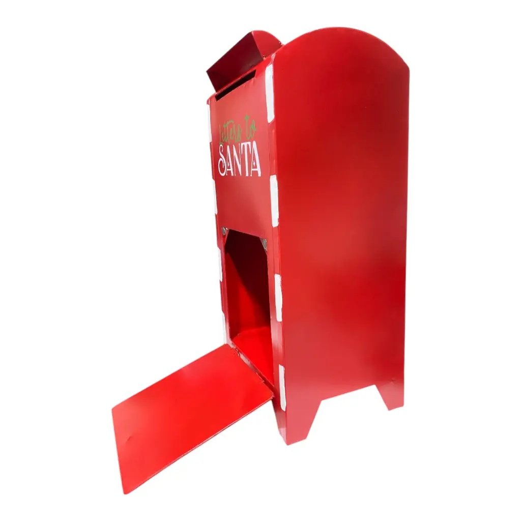 BUZON NAVIDEÑO METALICO ROJO/BLANCO 27X20X53CM