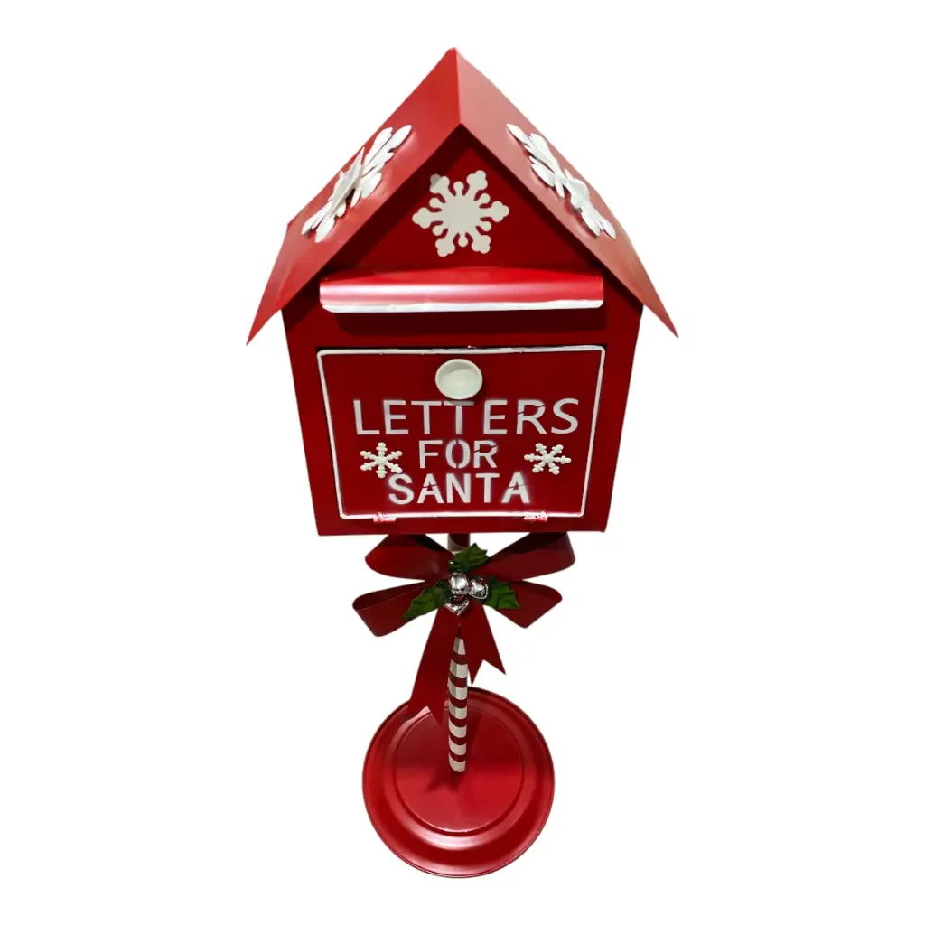 BUZON NAVIDEÑO METALICO ROJO 31X18X102CM