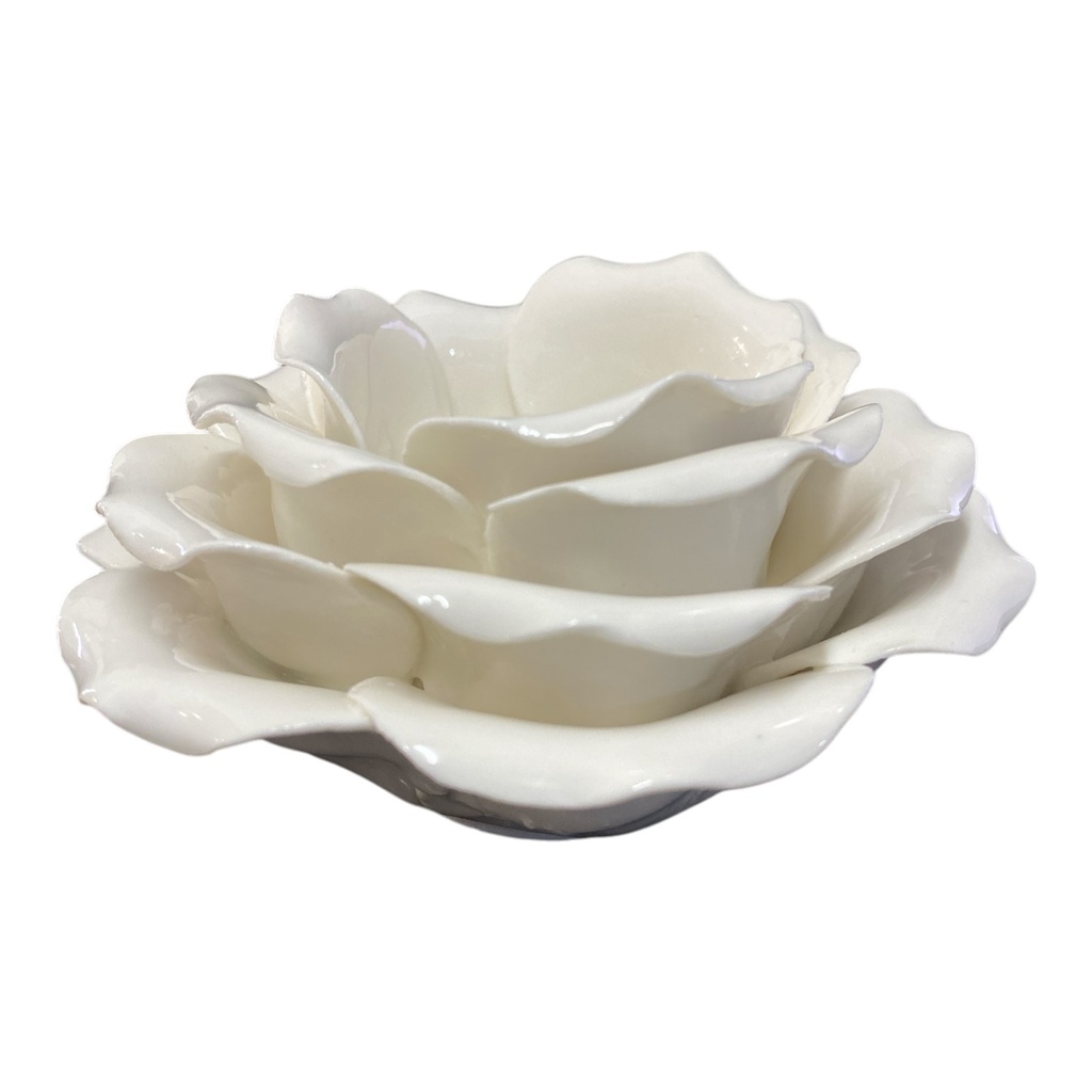 CANDELABRO PORCELANA, FLOR BLANCA 11CM