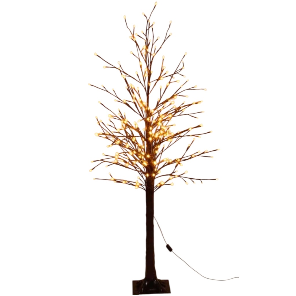 ARBOL CAFÉ CON LUZ LED 185CM