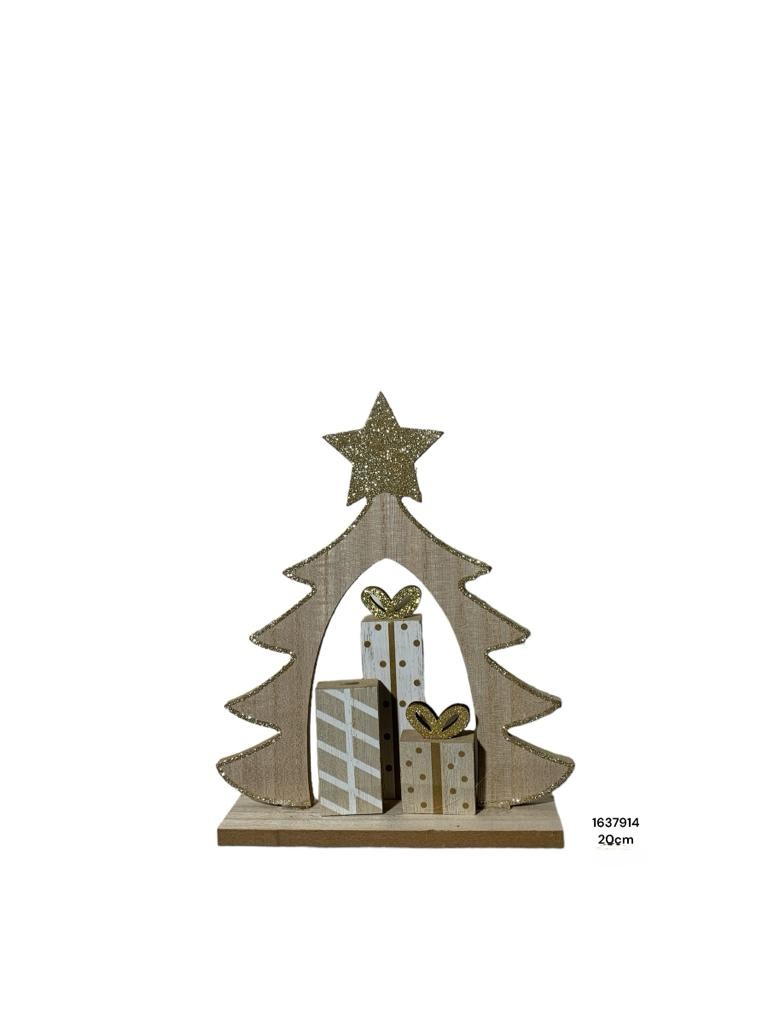 ARBOL/REGALO NAV. MADERA 20CM