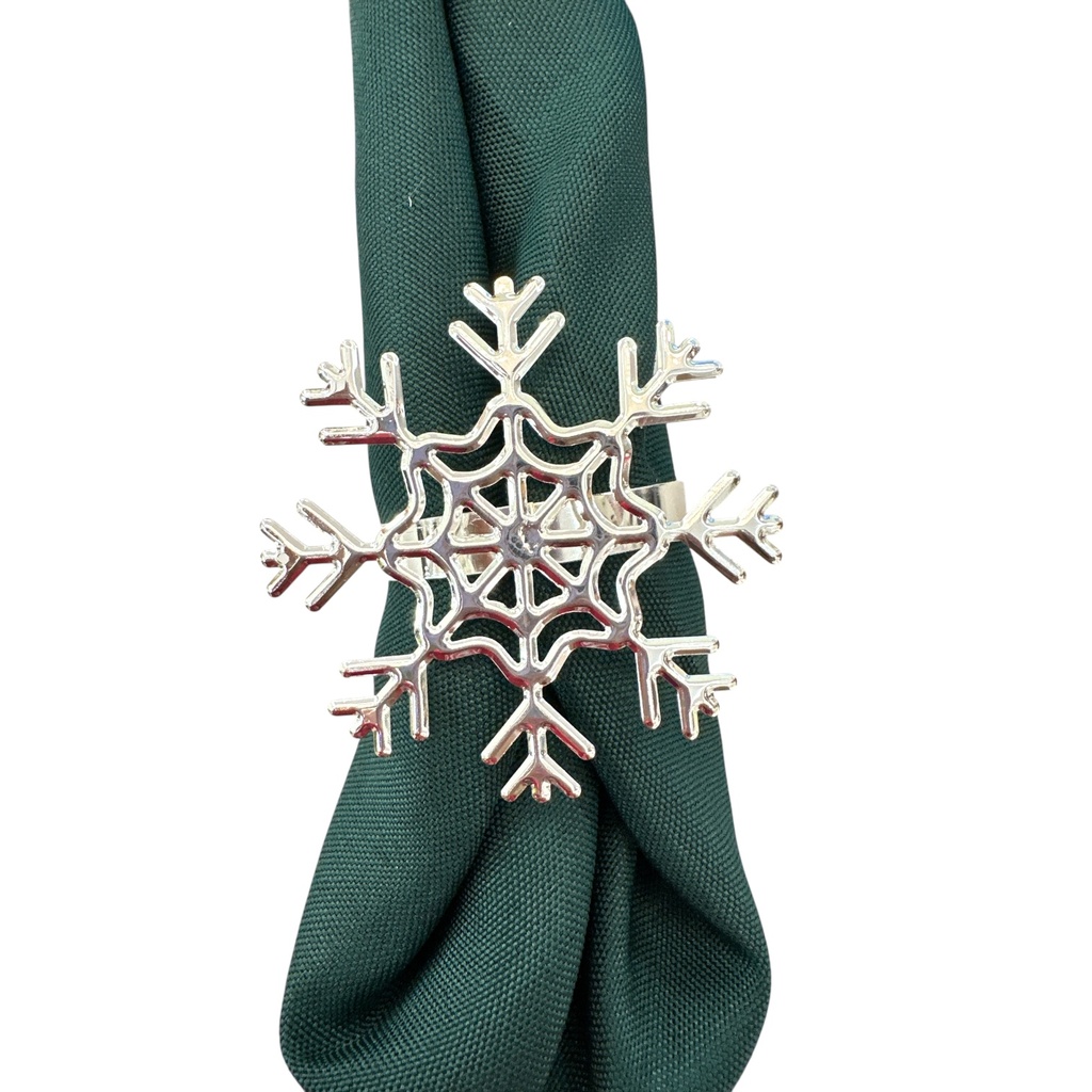 Aros de servilleta copo de nieve plata setx6