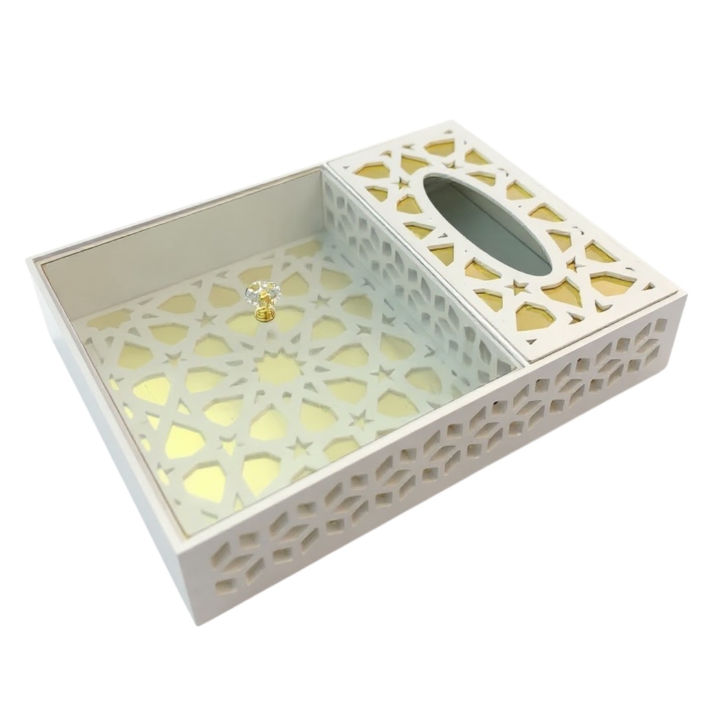 CAJA ORGANIZADORA MULTIUSO CON PORTA TISSUE 39X28X8CM