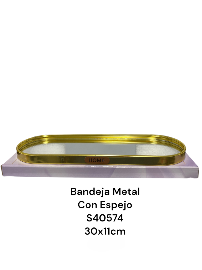 BANDEJA DE METAL CON ESPEJO 30X11CM