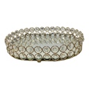 BANDEJA DECORATIVA DORADA OVALADA HERTA METAL CON ESPEJO 25CM