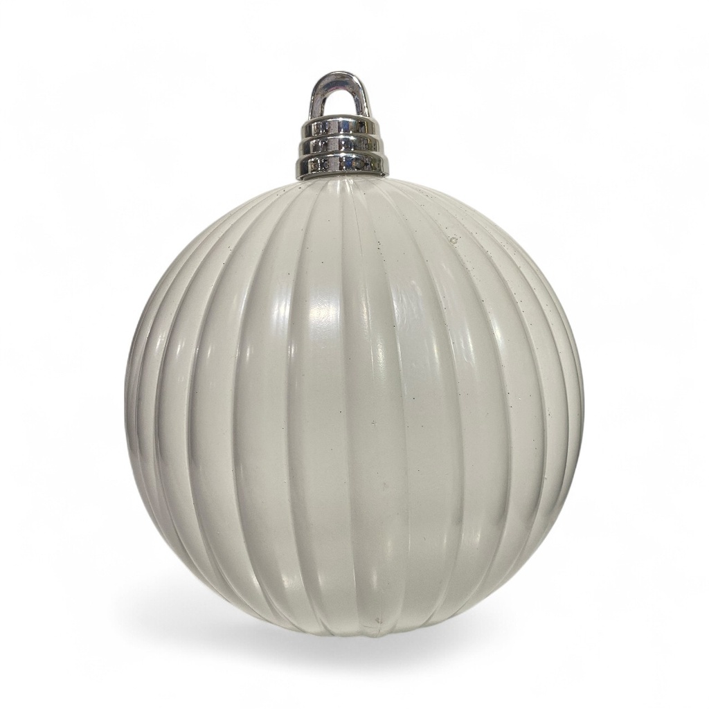 ESFERA NAVIDAD 25CM BLANCA LINEAS