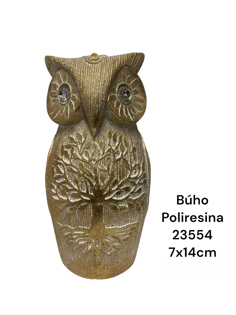 BUHO POLIRESINA DORADO  7X14CM