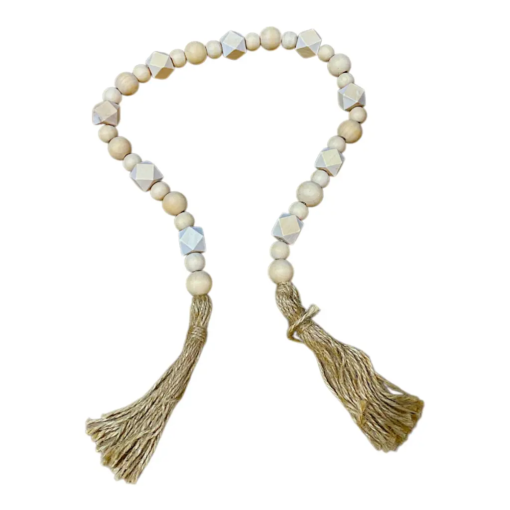 CADENA DE CUENTAS ROMBO COLOR NATURAL 80CM