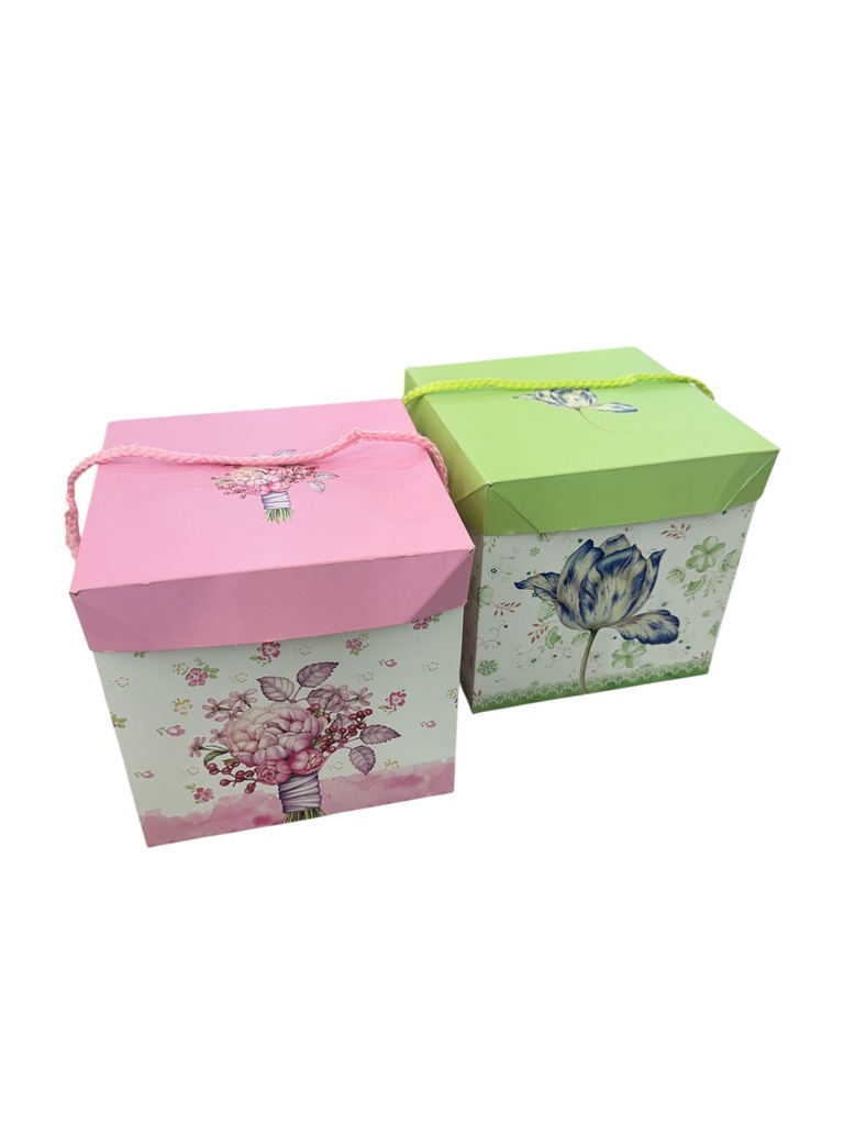 CAJA DE REGALO FLORES 15X15X15CM