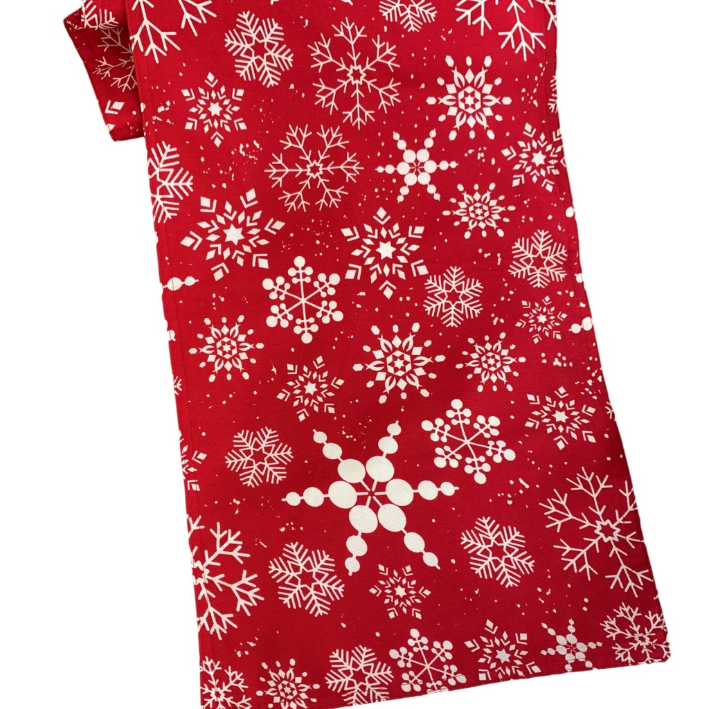 CAMINO DE MESA ROJO CON COPOS 145X35CM TEXCO