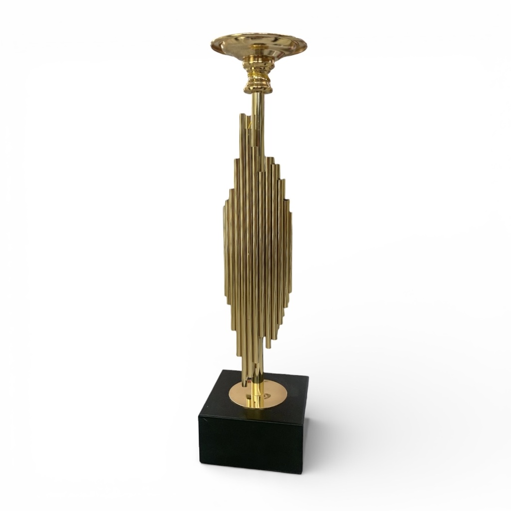 CANDELABRO LÍNEAS DORADAS PEQ 10X10X39CM