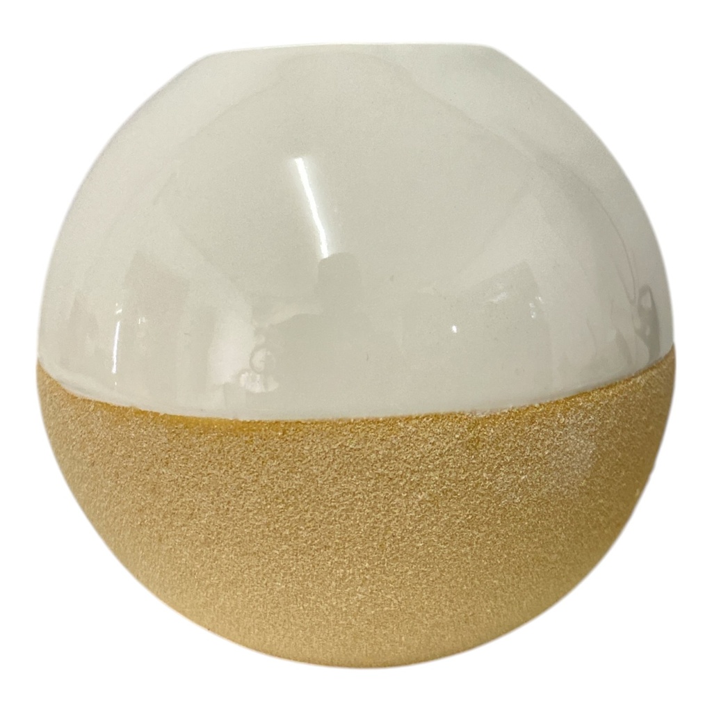CANDELABRO ESFERA PORCELANA BLANCO/BEIGE REF:DLH22B522B 11X11X10CM