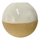 CANDELABRO ESFERA PORCELANA BLANCO/BEIGE REF:DLH22B522B 11X11X10CM