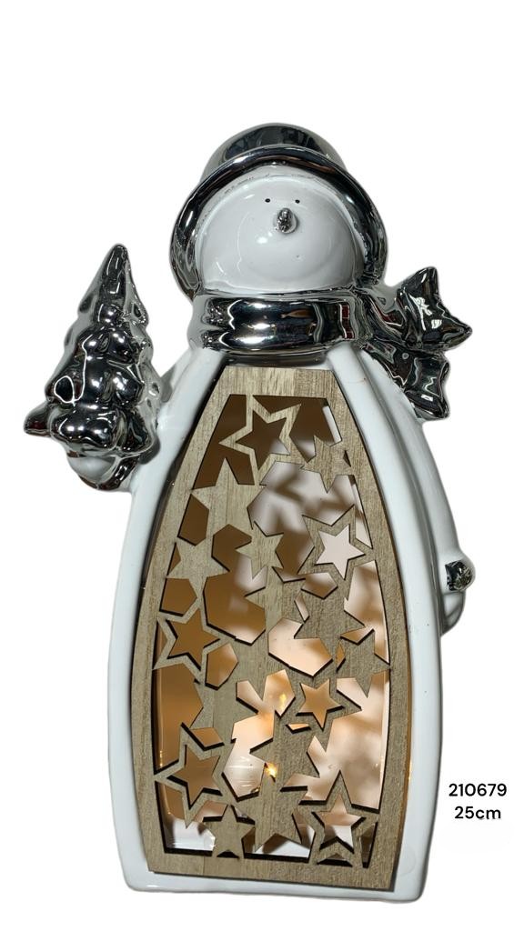 CANDELABRO NAV. NIEVE C/ LUZ 25CM