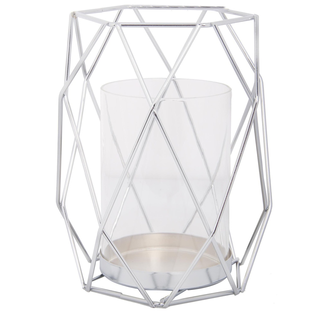 CANDELABRO PLATEADO 15.5X15.5X18.5CM