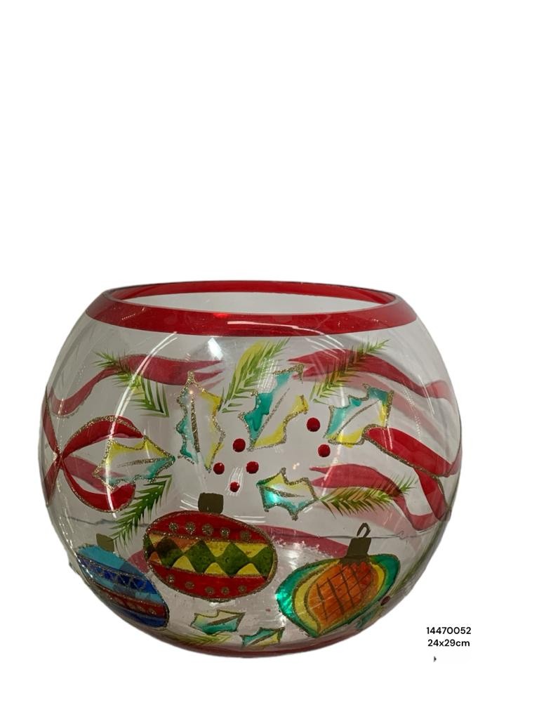 CANDELABRO NAVIDEÑO VIDRIO 24*29CM