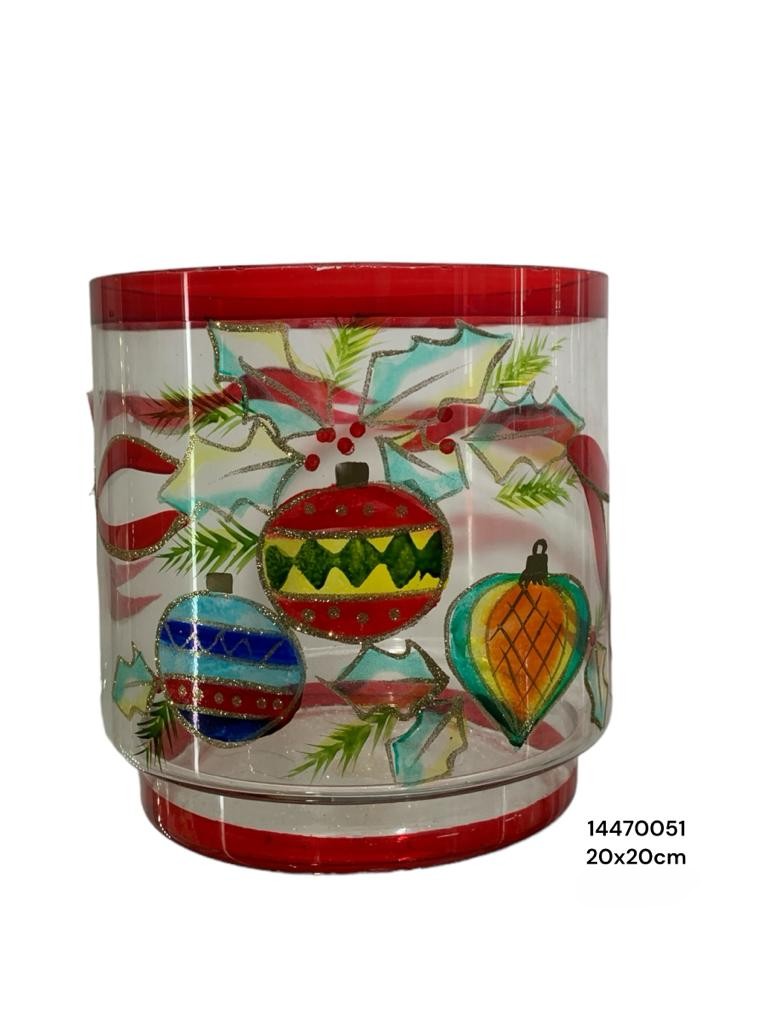 CANDELABRO NAVIDEÑO VIDRIO 26*14CM