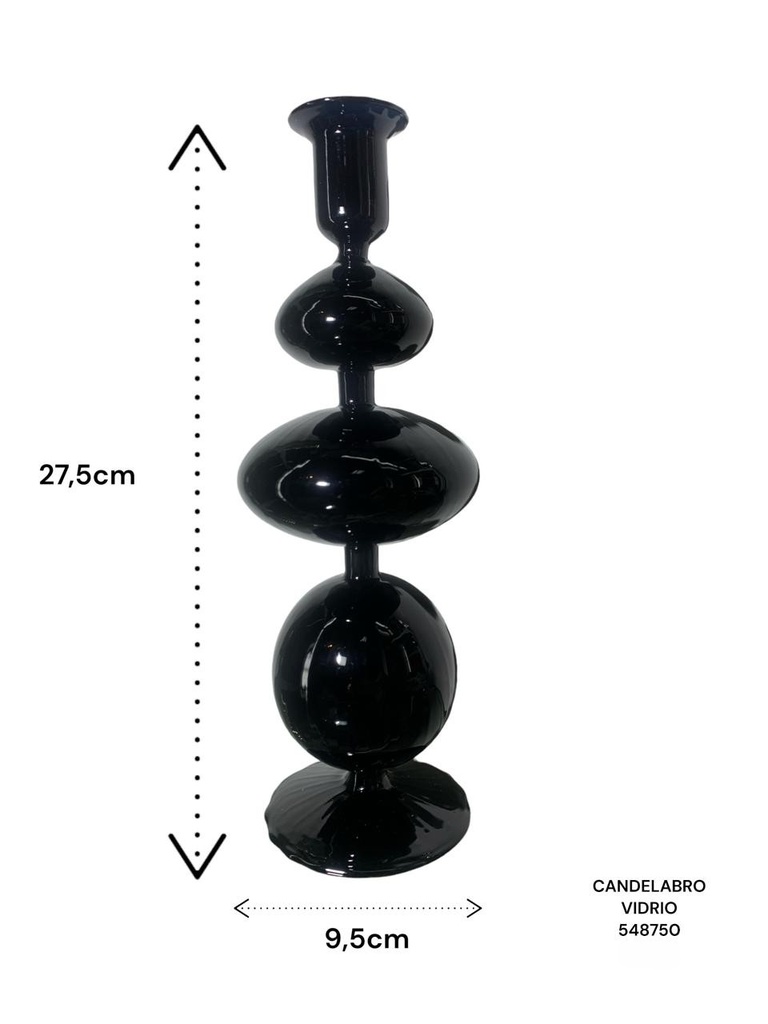CANDELABRO VIDRIO ES23354   9.5X27.5CM