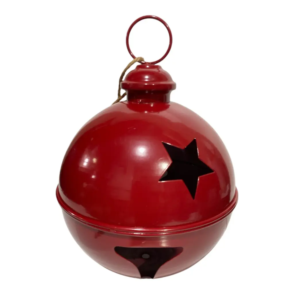 CASCABEL NAVIDEÑO METALICO ROJO 26X20CM Ø20CM