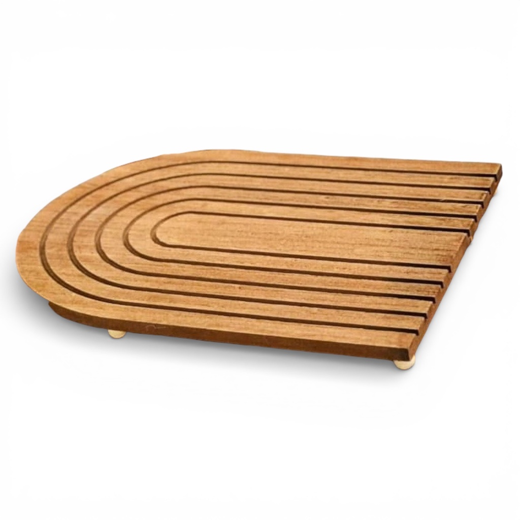 CENTRO DE MESA MADERA MINIMALISTA SEMIOVALADO 23X34CM