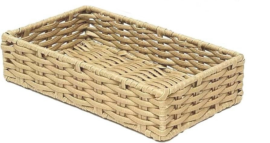 CESTA RECTANGULAR BEIGE YUTE 25.5X15.5X6 CM