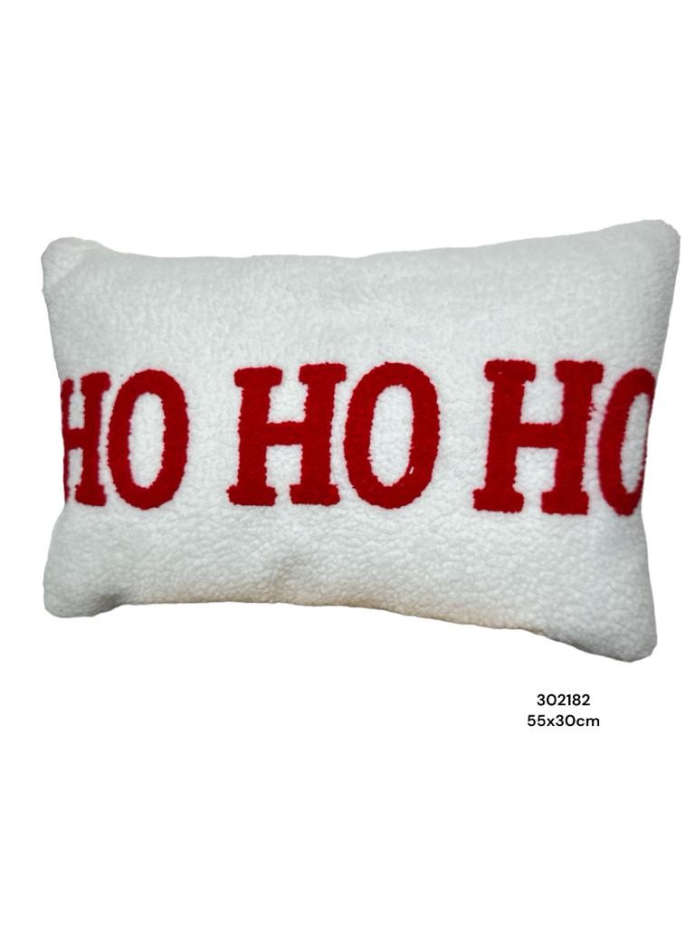 COJIN RECTANGULAR BLANCO HO HO HO 55X30CM