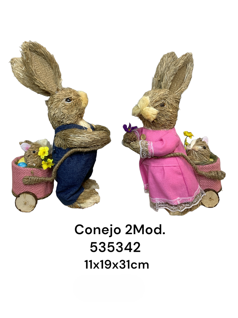 CONEJA DE PAJA C/ BEBE 31CM