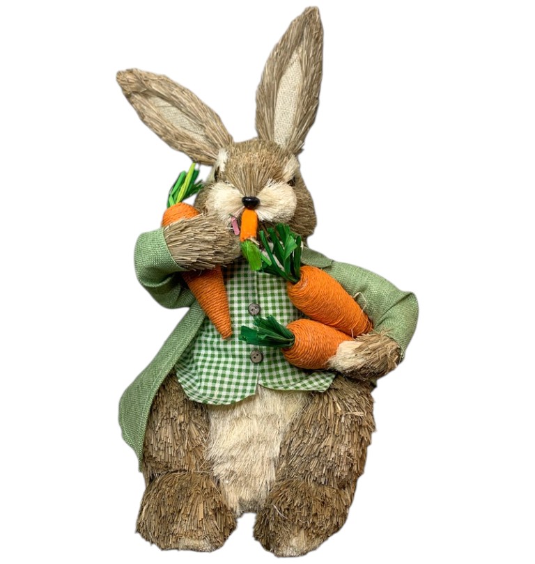 CONEJO DE PAJA CON ZANAHORIAS 47CM