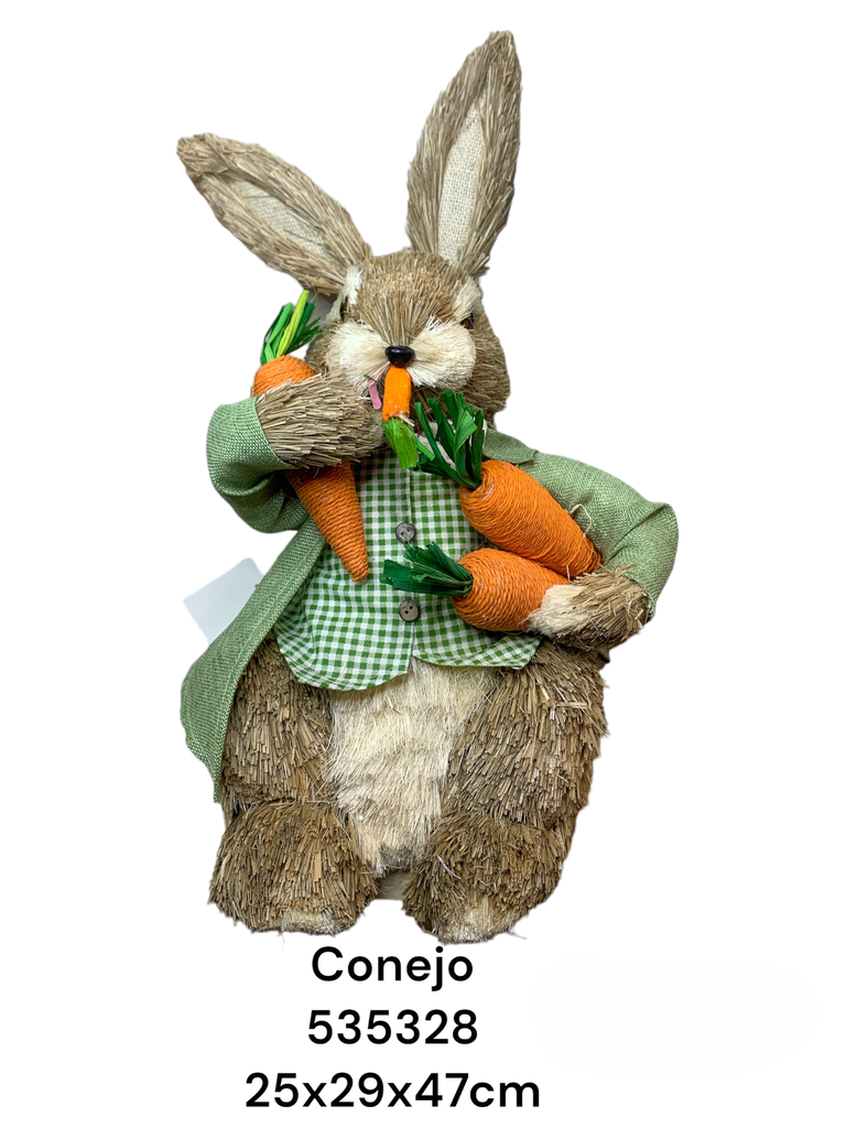 CONEJO DE PAJA CON ZANAHORIAS 47CM