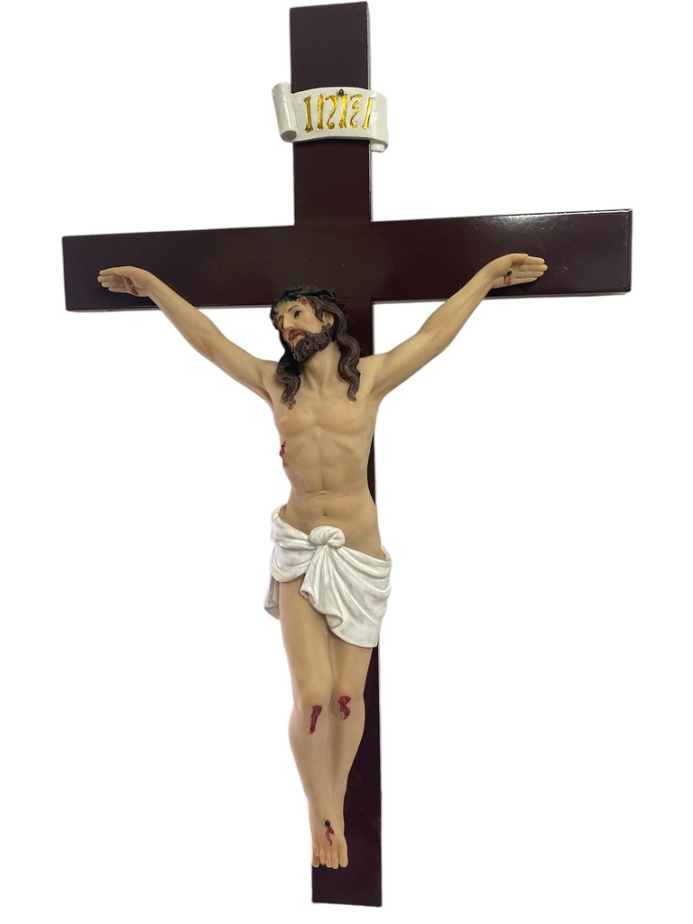 CRUCIFIXION C/ CRUZ DE MADERA 45CM