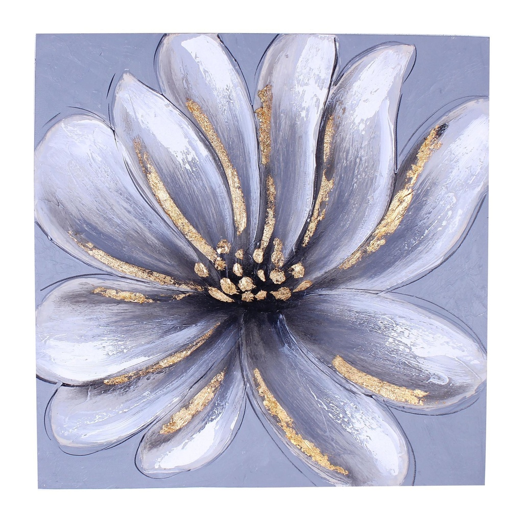 CUADRO FLOR GRIS 50X50X2.5CM