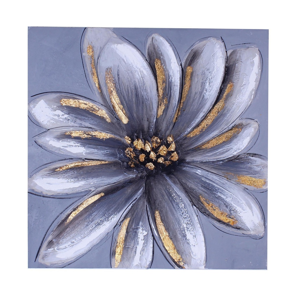 CUADRO FLOR GRIS 50X50X2.5CM