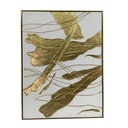 CUADRO HOJAS DORADO 62X4.5X82CM