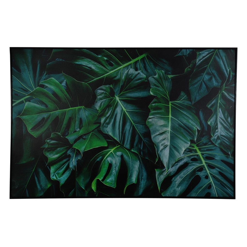 CUADRO DE HOJAS TROPICAL CON MARCO 150X3.5X100CM