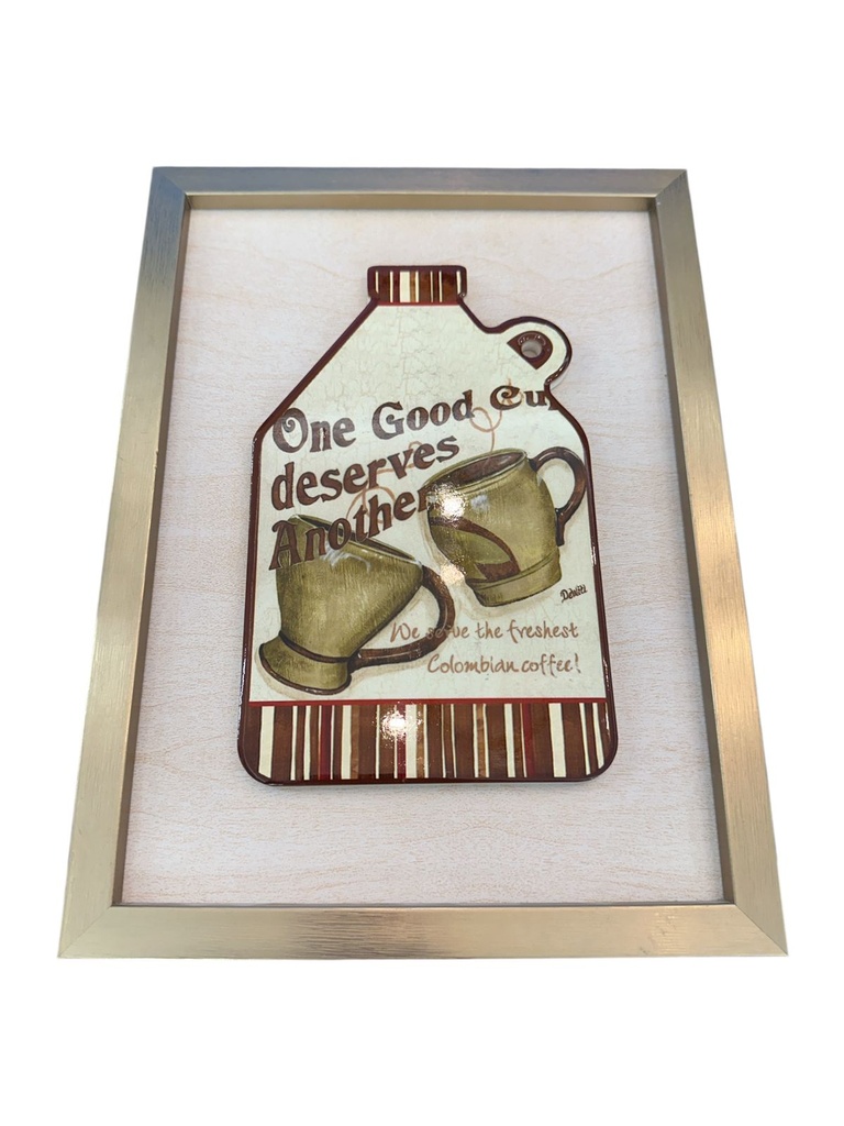 CUADRO CERAMICA "ONE GOOD CUP" 23X31CM