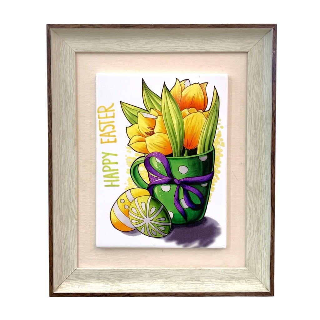 CUADRO CERAMICA "HAPPY EASTER" 26X31CM