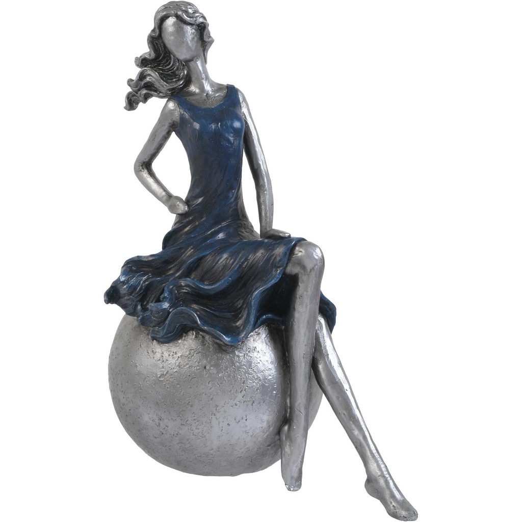 DAMA DECORATIVA AZUL/PLATA 24X20CM