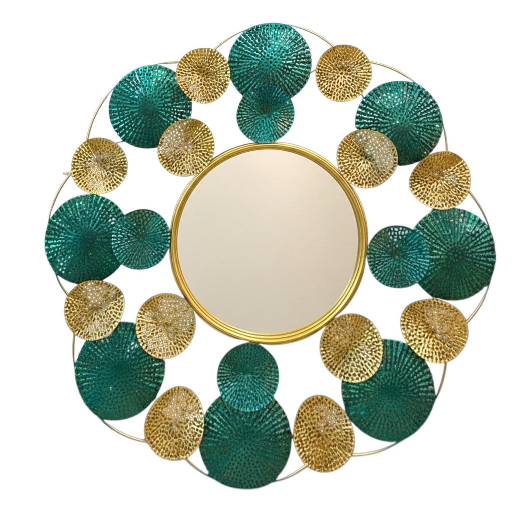 ESPEJO TURQUEZA/DORADO 80CM