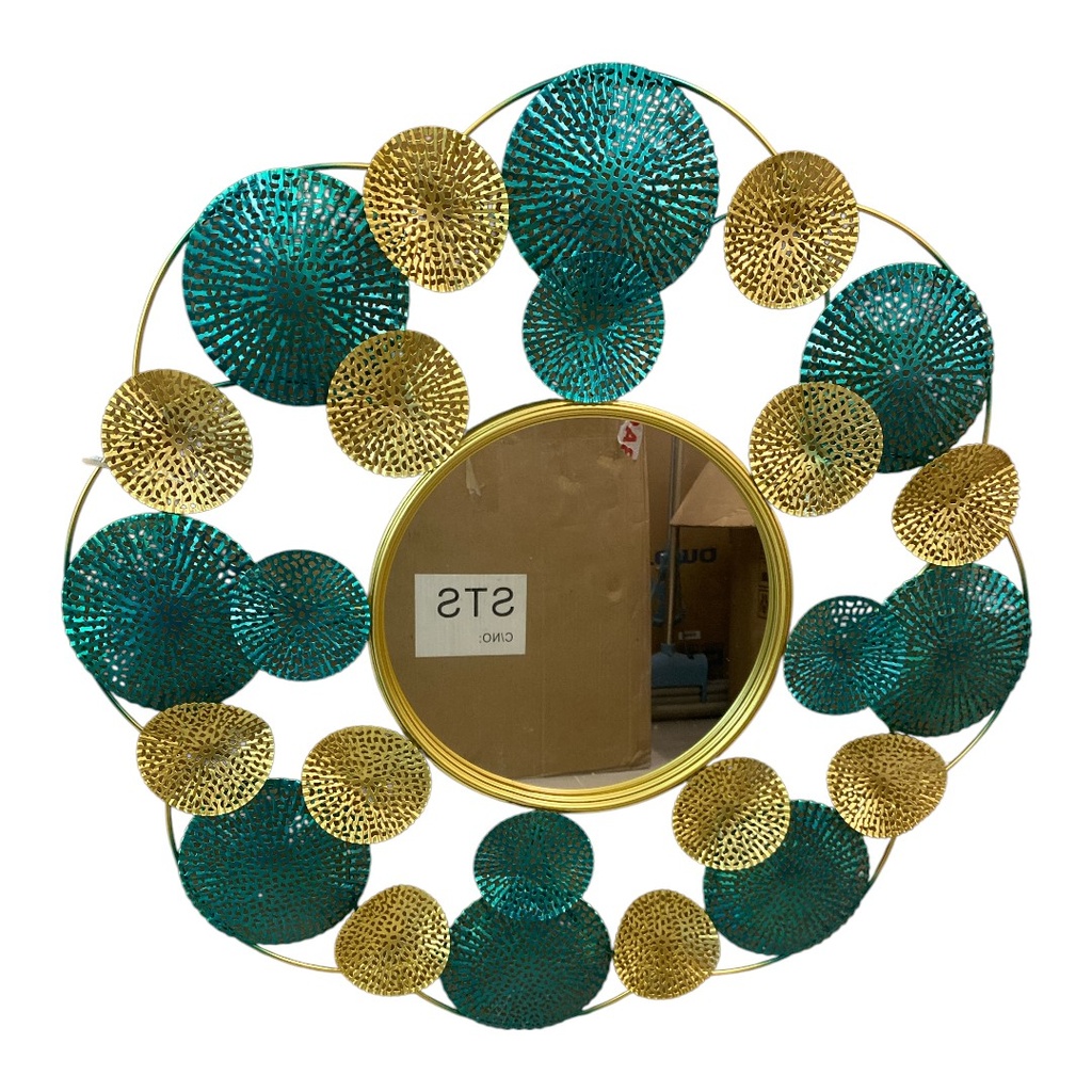 ESPEJO TURQUEZA/DORADO 80CM