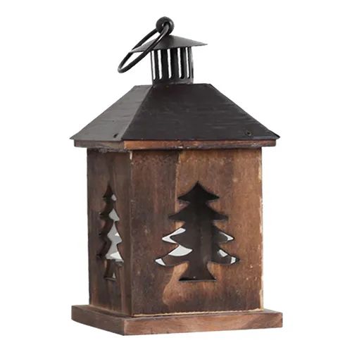 FAROL DE MADERA/METAL  27 CM