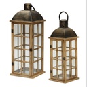 JUEGO DE 2 FAROLES DECORATIVOS, METAL/VIDRIO, 27X80CM, 19X57CM
