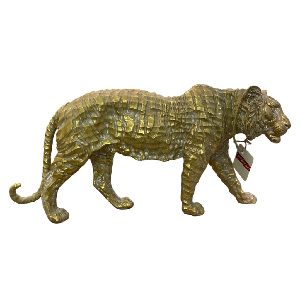 FIGURA DE TIGRE DORADO POLIRESINA REF:ES22066-38*9*18CM