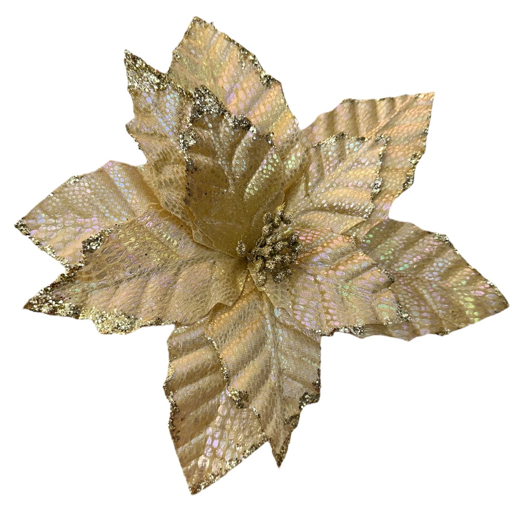 FLOR NAVIDEÑA CREAM DORADA REF: CF12-22502 30CM