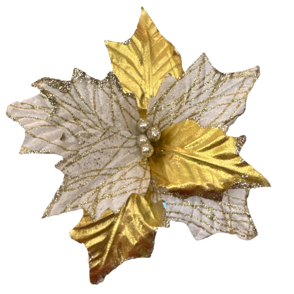 FLOR NAVIDEÑA DOR/BLANCO REF: ES23809 24CM