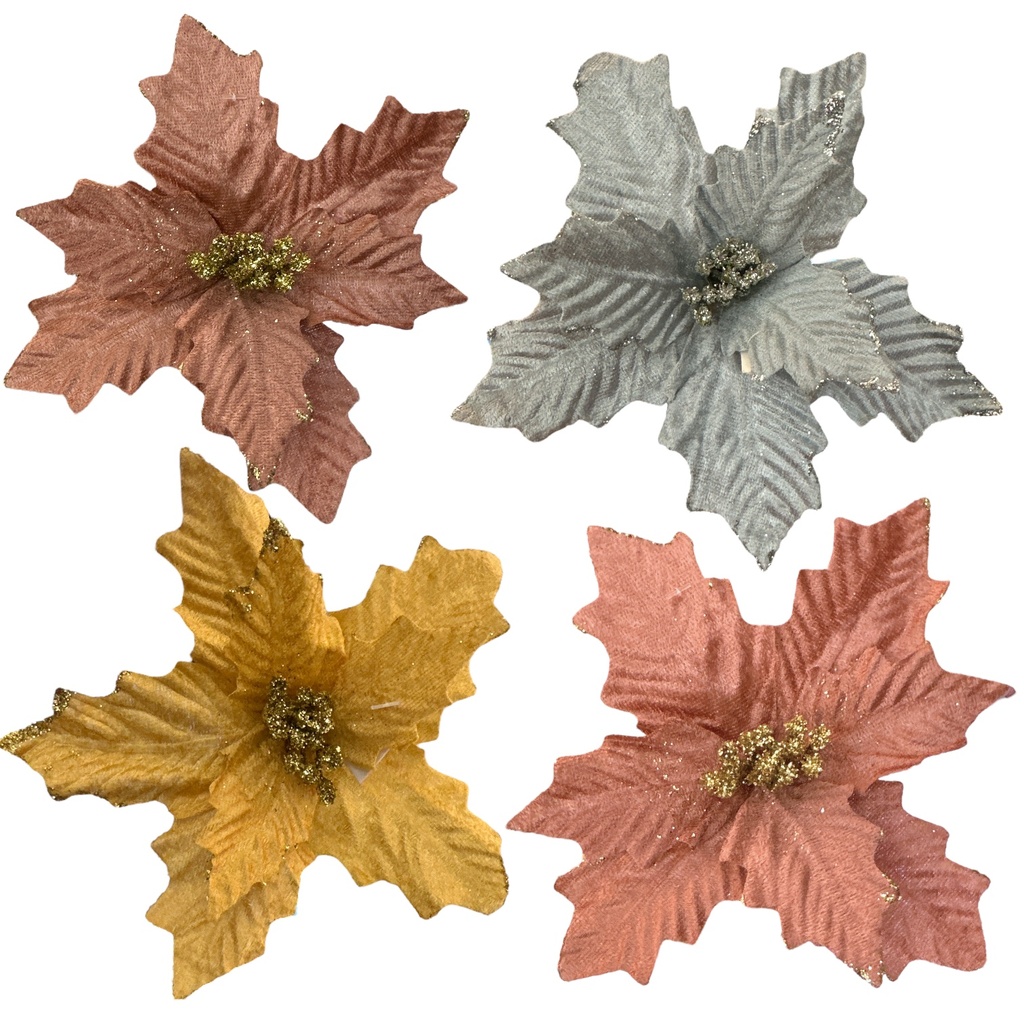 Flor navideña 8p, 20cm. PLA-DOR-ROSE-NUDE