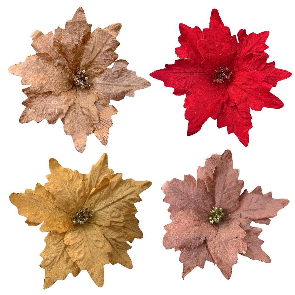 FLOR NAVIDEÑA 25CM DOR-ROJ-ROSE-NUDE