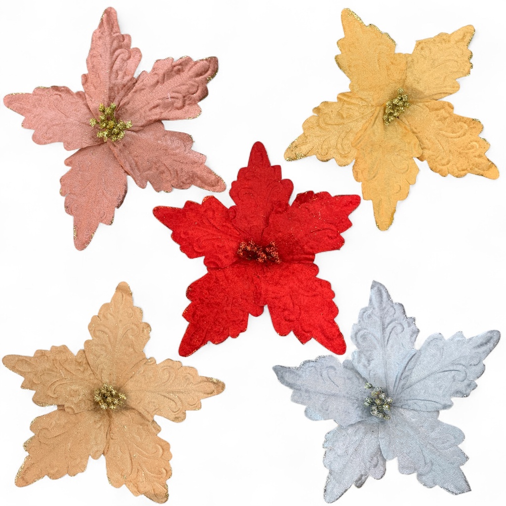 FLOR NAVIDEÑA 24CM ROJ-DOR-PLAT-ROS-NUD