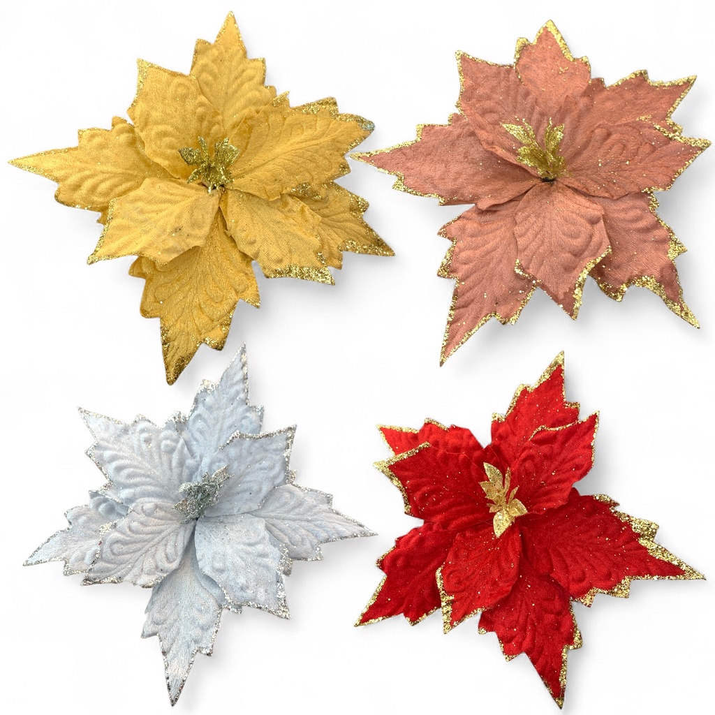 FLOR NAVIDEÑA 25CM ROJ-DOR-PLAT-ROS-ROSPLAT