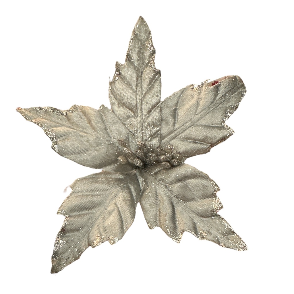 FLOR NAVIDEÑA PLATA 20CM